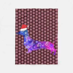 Fllece Blanket Holidays , Snowflakes Dachshund