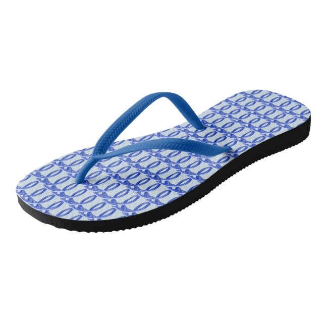 Fllip Flop - Blue Wicker Pattern Jandals (Angled)