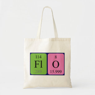 Flo periodic table name tote bag