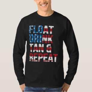 Float Drink Tan Repeat Summer Beach Vacation Vinta T-Shirt