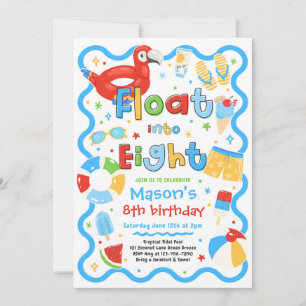 Float Into Eight Summer Pool Party 8th Birthday Invitation