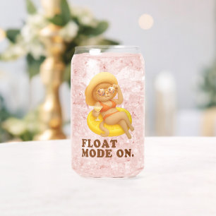 Float Mode On: Summer Cat Lemon Pool Party Art Can Glass