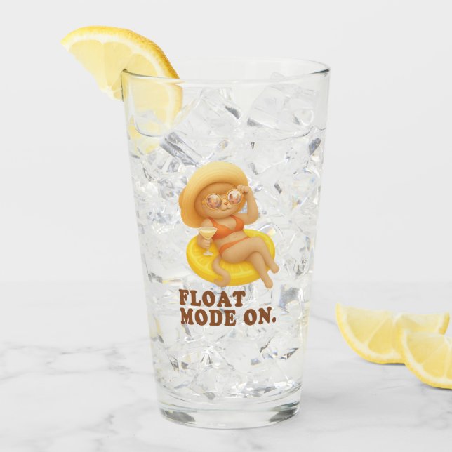 Float Mode On: Summer Cat Lemon Pool Party Art Glass (Front Ice)