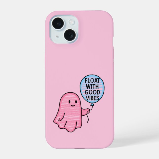 Float with good vibes cute boo design iPhone 15 case (Back)