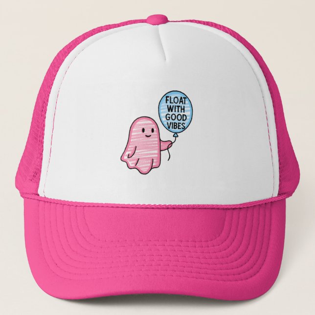 Float with good vibes cute boo design trucker hat (Front)