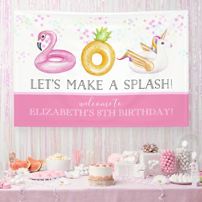 Floatie Pool Party Birthday Banner (Party)