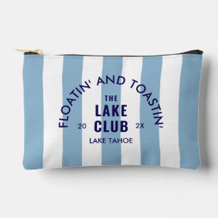 Floatin' And Toastin' The Lake Club Blue Stripe Accessory Pouch