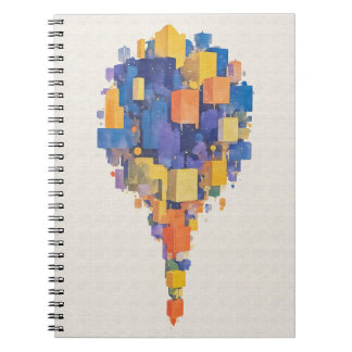 Floating Abstract City Cubes Watercolor Geometric Notebook