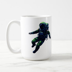 Floating Astronaut in Space Suit Illustration Coffee Mug