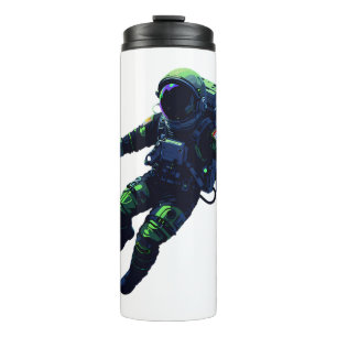 Floating Astronaut in Space Suit Illustration Thermal Tumbler