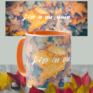 Floating autumn leaves mug