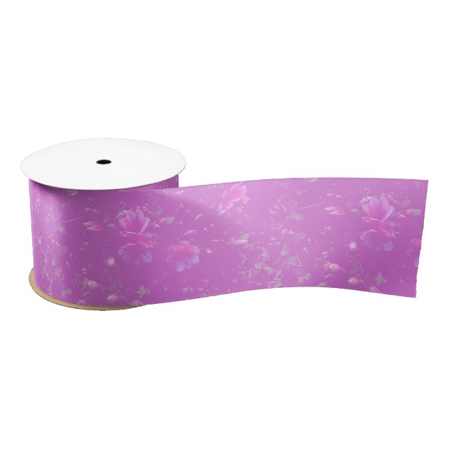 Floating Azalea Flowers Mauve     Satin Ribbon (Spool)
