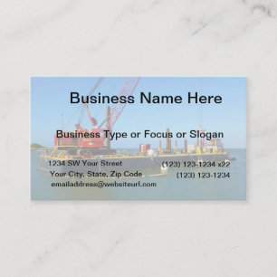 Floating Barge with crane colourful Business Card