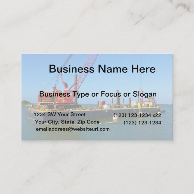 Floating Barge with crane colourful Business Card (Front)