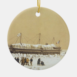 Floating battery La Tonnante in the ice before Kil Ceramic Tree Decoration