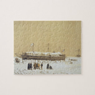 Floating battery La Tonnante in the ice before Kil Jigsaw Puzzle