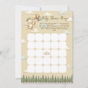 Floating Bear Baby Shower Bingo Game Card