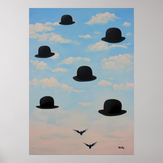 Floating Bowler Hats Dreamscape Art Poster (Front)