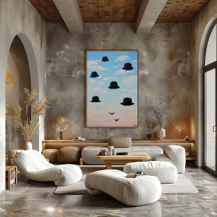 Floating Bowler Hats Dreamscape Art Poster