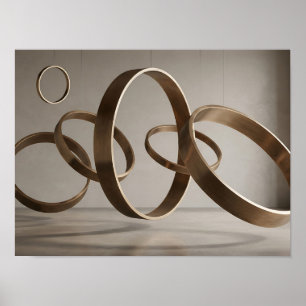 Floating Bronze Rings Modern Sculptural Canvas Pri Poster