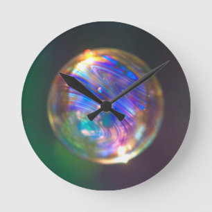 Floating Bubble Reflection Round Clock