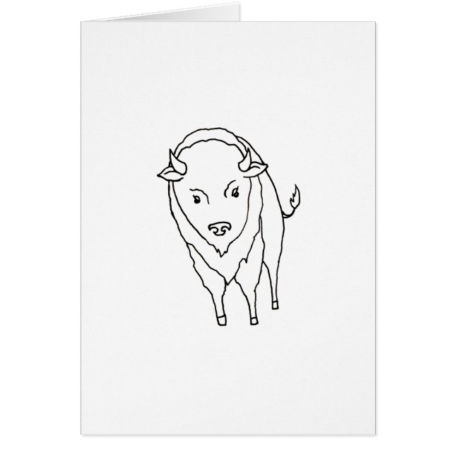 Floating Buffalo Bison Bull - fun line drawing art (Front)