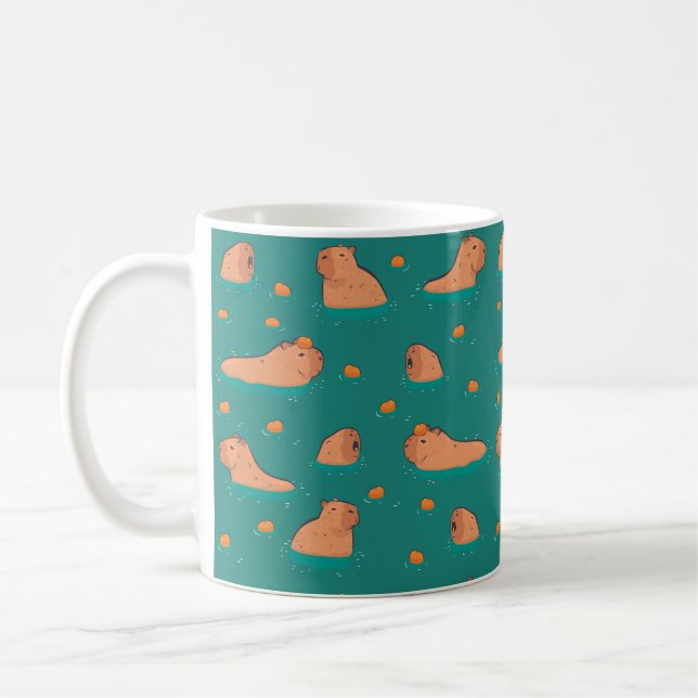 floating capybaras with orange coffee mug (Left)