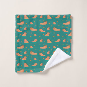 floating capybaras with orange wash cloth