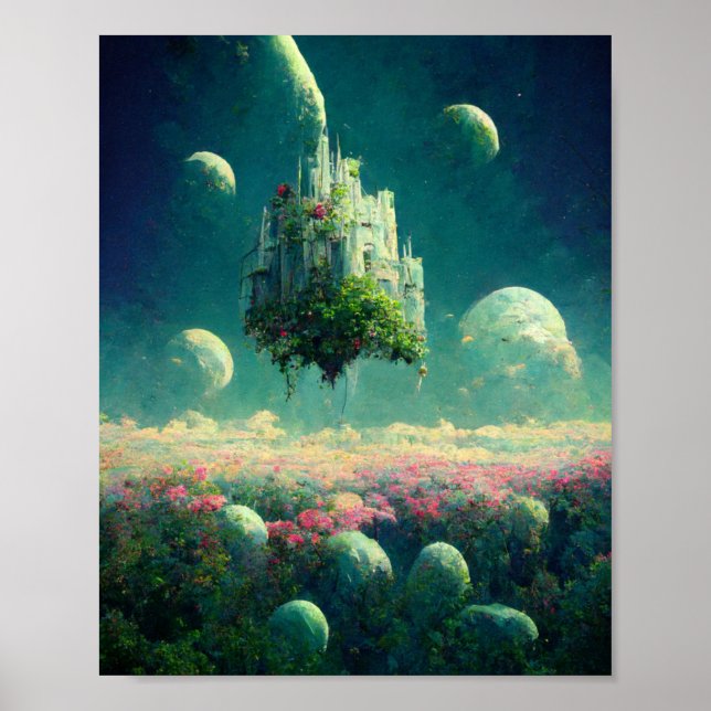 Floating Castle Fantasy Art Poster (Front)