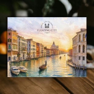 Floating City City of Canals Venice Watercolor Postcard