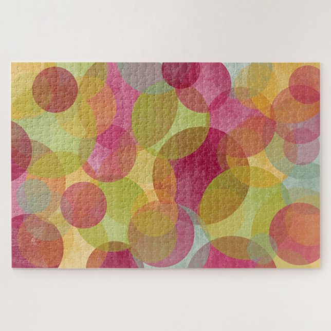 Floating Colourful Circles Abstract Digital Art Jigsaw Puzzle (Horizontal)