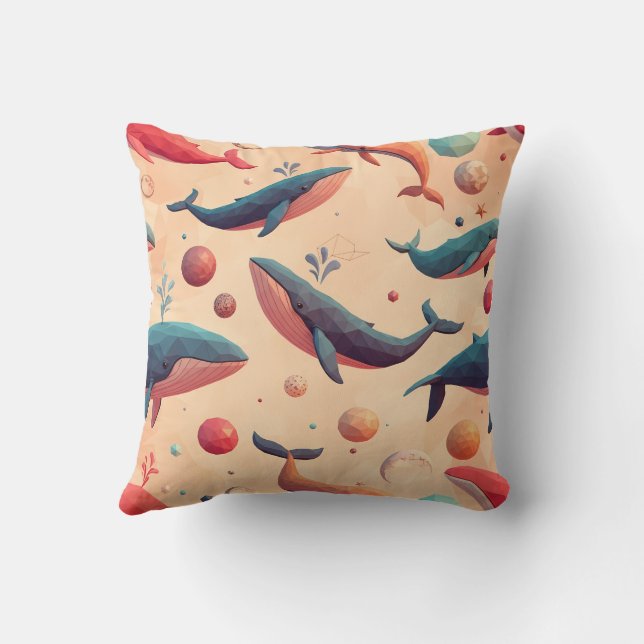 Floating Cosmic Whales Cushion (Back)