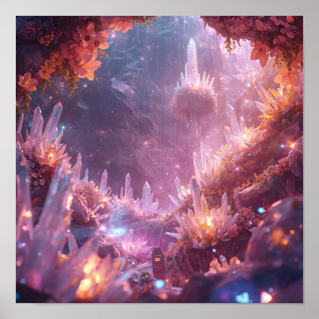 Floating Crystal Garden Dreamscape Poster (Front)