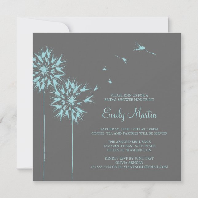 Floating Dandelion Shower Invitation (Front)