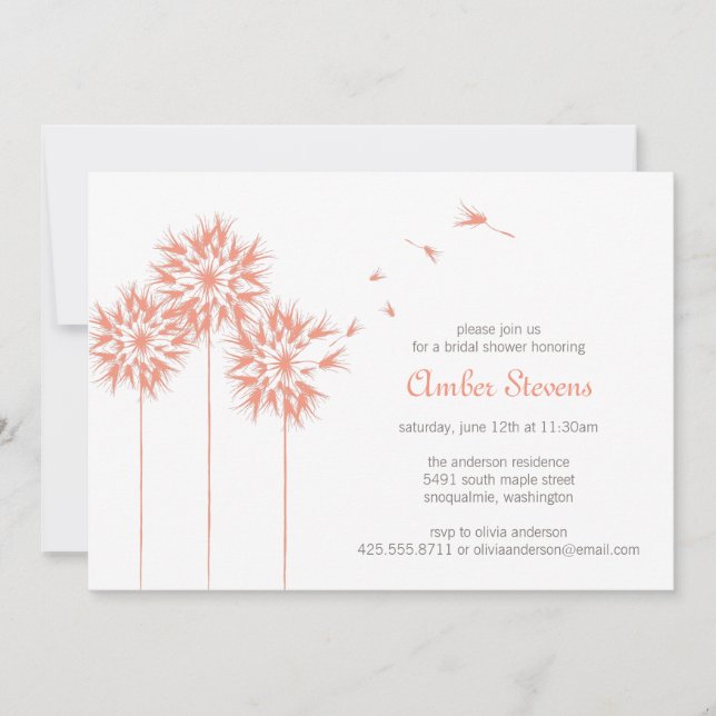 Floating Dandelion Shower/Party Invitation (Front)