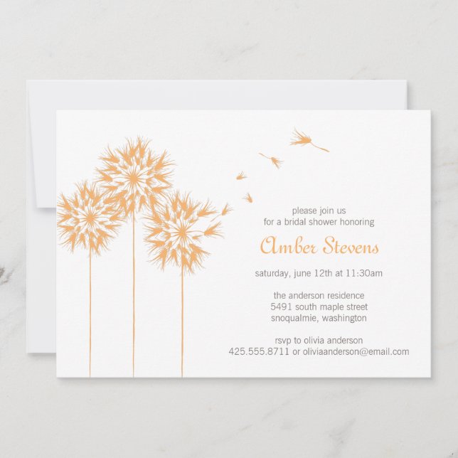 Floating Dandelion Shower/Party Invitation (Front)