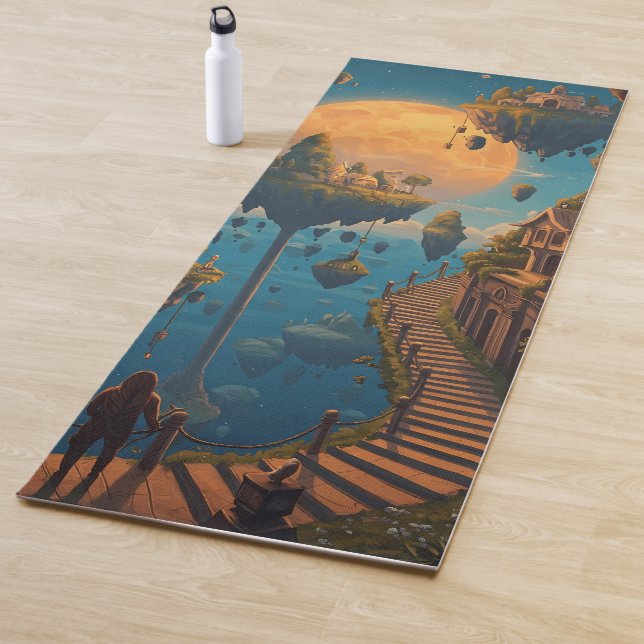 Floating Dreamscapes: Surreal Sky Islands Yoga Mat (In Situ)