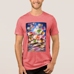 Floating Euro Banknotes – Money Rain Abstract Tri-Blend Shirt