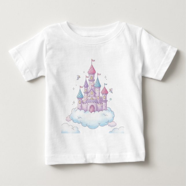 Floating Fairy Castle – Whimsical Kids’ Fantasy Baby T-Shirt (Front)