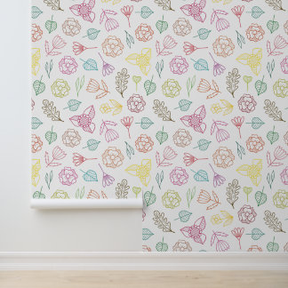 Floating Flowers Pattern Wallpaper