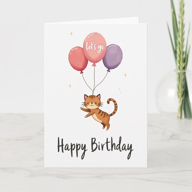 Floating Furball Birthday Card (Front)