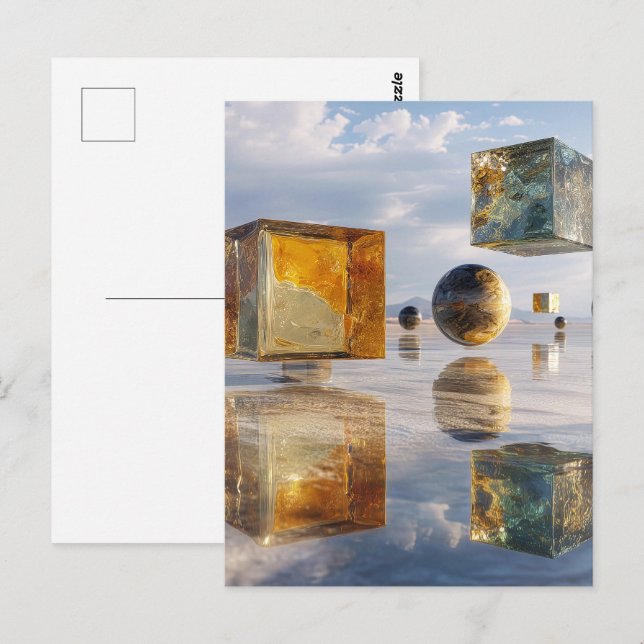 Floating Geometric Marvels Over Water Postcard (Front/Back)