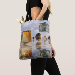 Floating Geometric Marvels Over Water Tote Bag