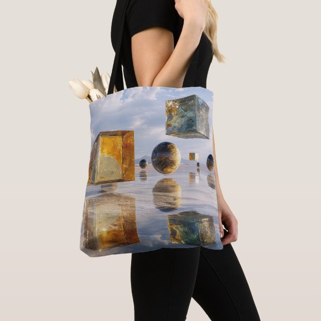 Floating Geometric Marvels Over Water Tote Bag (Close Up)