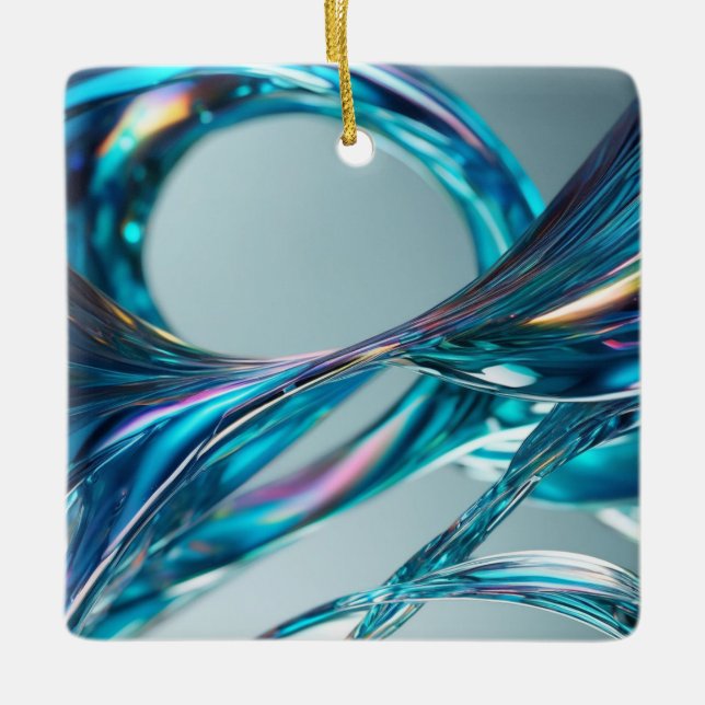Floating Glass Water Ceramic Ornament (Front)