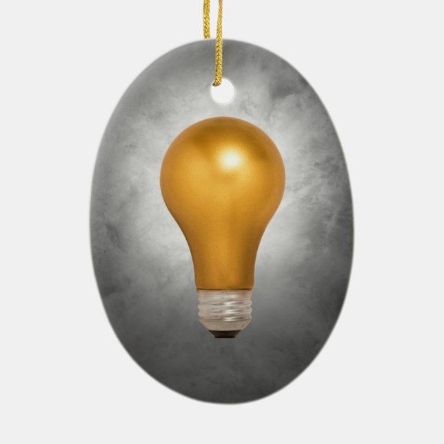 Floating Gold Light Bulb Ornament (Back)