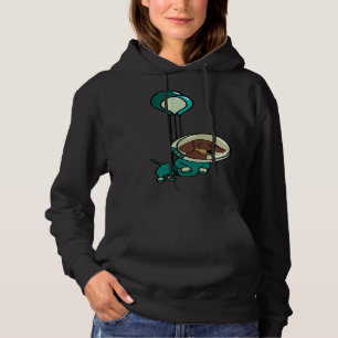 Floating Green Astronaut Dachshund with Balloons Hoodie