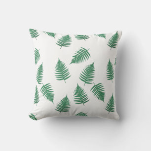 Floating Green Fern Leaves Pattern Cushion