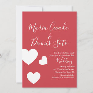 Floating Heart Lettering Script Wedding Bold Colou Invitation