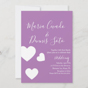 Floating Heart Lettering Script Wedding Bold Colou Invitation